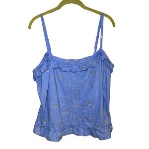 Tommy Hilfiger Sailboat Nautical Blue Summer Tank Top Women's XL Back Buttons